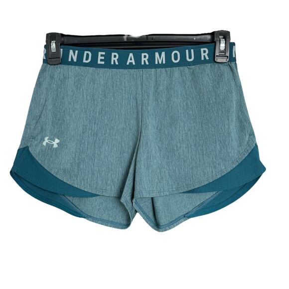Under Armour Medium Play Up 3.0 Twist Shorts Loose Fit Pocket Stretch Teal Women - Picture 1 of 5